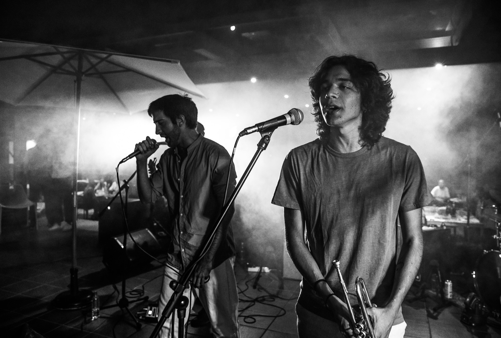 Band performing on outdoor stage
