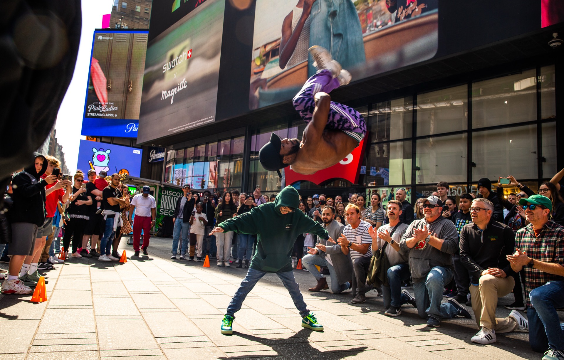 Breakdancer performing in Times Square, New York City