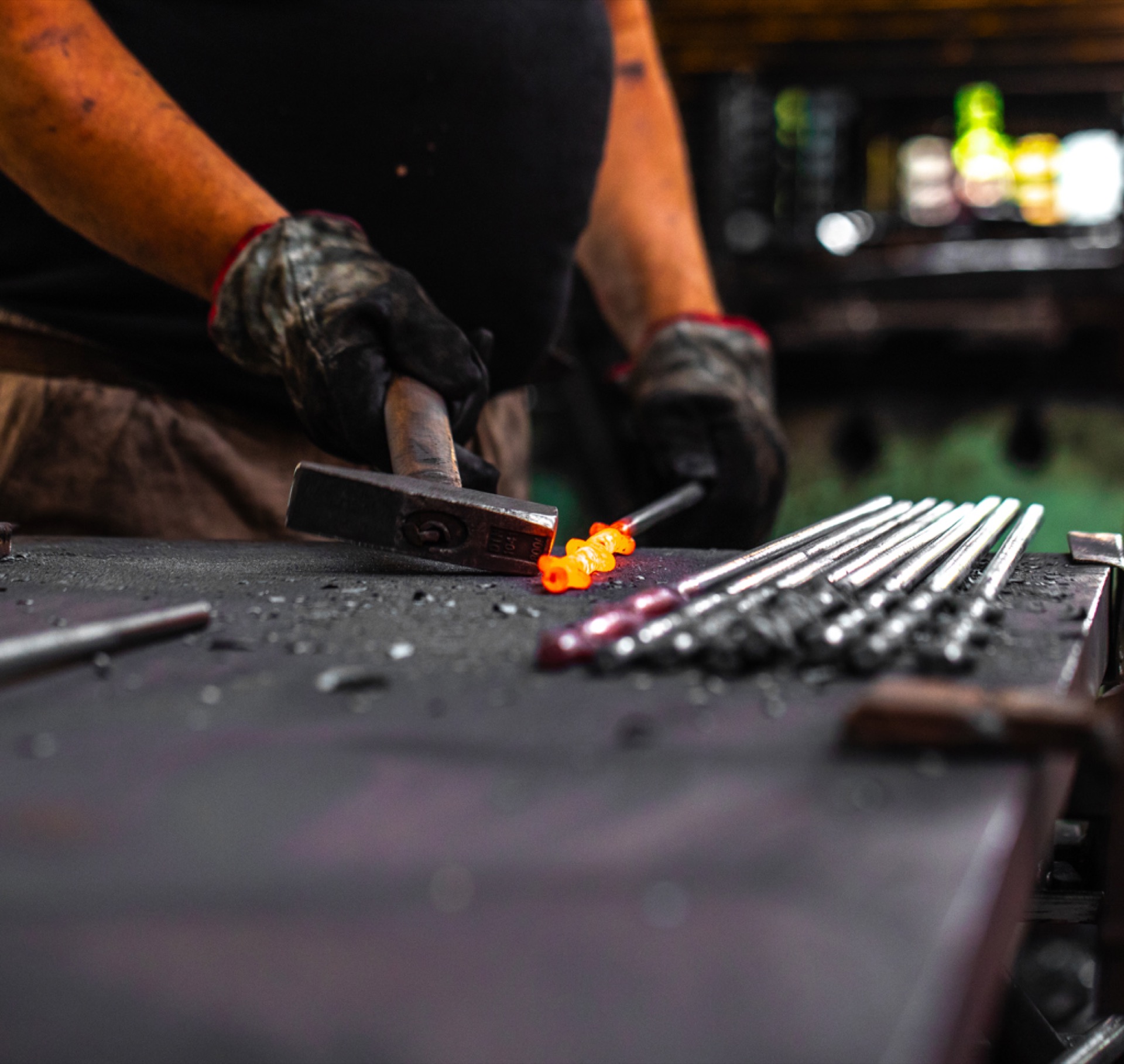 Blacksmith working hot metal
