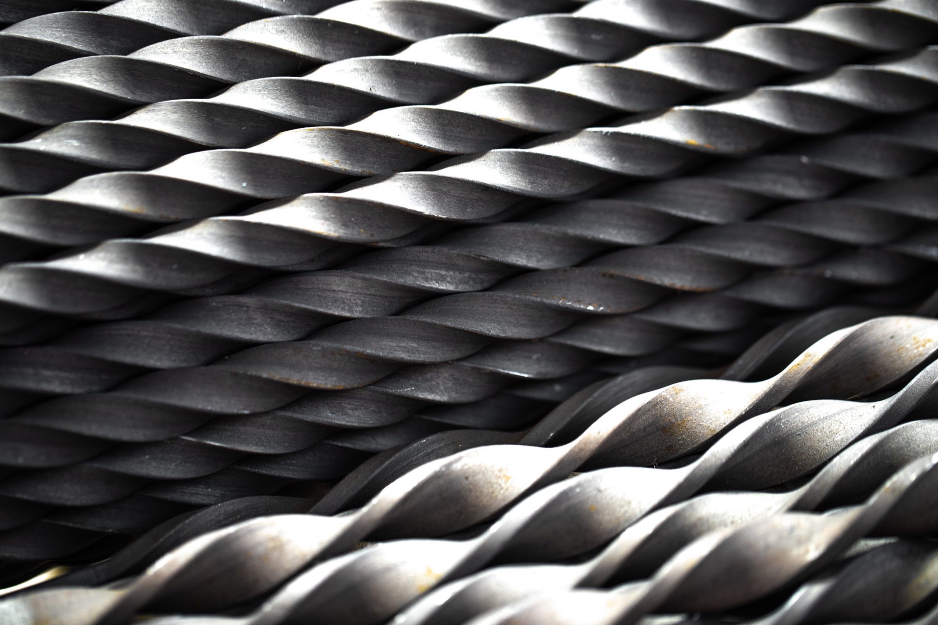 Twisted metal rods, abstract